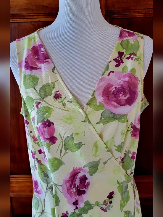 Norton McNaughton Sleeveless Floral Wrap Dress - Size 10 - Picture 4 of 4